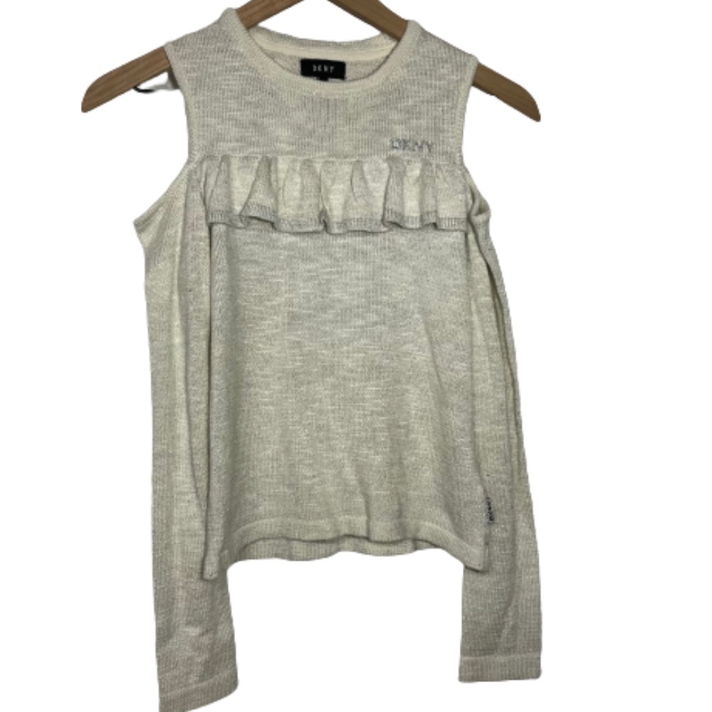 DKNY Cold Shoulder Long Sleeve Ruffle Top